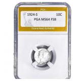 1924-S Mercury Silver Dime PGA MS64 FSB