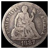 1887 Seated Liberty Dime LIGHTLY CIRCULATED