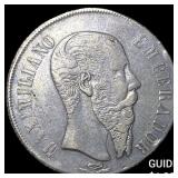 1866 Mexico Maximilian I Silver 1 Peso NEARLY UNCI