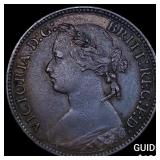 1875 Great Britain Copper Farthing CLOSELY UNCIRCU