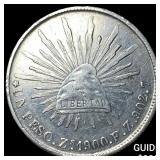 1900 Mexico Silver 1 Peso NEARLY UNCIRCULATED