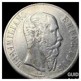1866 Mexico Maximilian I Silver 1 Peso NEARLY UNCI