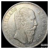 1866 Mexico Maximilian I Silver 1 Peso NEARLY UNCI