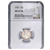 1937 Mercury Silver Dime NGC MS67 FB