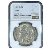 1891-O Morgan Silver Dollar NGC XF45