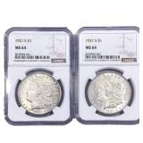 [2 Coins] 1921-S Morgan Silver Dollar NGC MS64