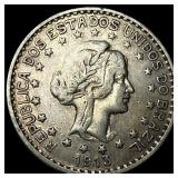 1913 Brazil Silver 1,000 Reis NEARLY UNCIRCULATED