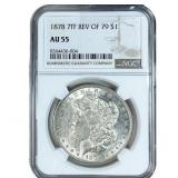 1878 7TF Morgan Silver Dollar NGC AU55