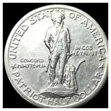 1925 Silver Lexington-Concord Half Dollar CLOSELY