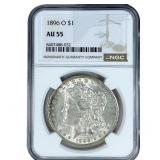 1896-O Morgan Silver Dollar NGC AU55