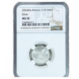 2024Mo Mexico 1/10 Onza Sliver NGC MS70