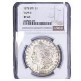 1878 8TF Morgan Silver Dollar NGC XF45 VAM-6