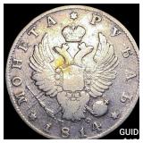 1814 Russia Silver 1 Rouble NEARLY UNCIRCULATED