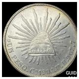 1904 Mexico Silver 1 Peso NEARLY UNCIRCULATED