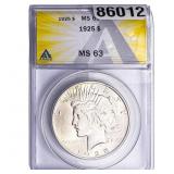1925 Silver Peace Dollar ANACS MS63