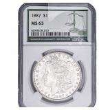 1887 Morgan Silver Dollar NGC MS63