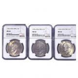 [3 Coins] 1776-1976 Eisenhower Dollar NGC MS66 Typ