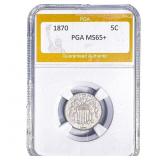1870 Shield Nickel PGA MS65+