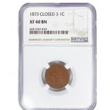 1873 Indian Head Cent NGC XF40 BN Closed 3