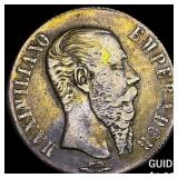 1866 Mexico Maximilian I Silver 1 Peso NEARLY UNCI