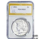1921 Silver Peace Dollar PGA MS63