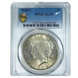 1928-S Silver Peace Dollar PCGS AU58