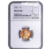 1951 Wheat Cent NGC MS66 RD