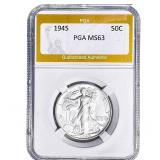 1945 Walking Liberty Half Dollar PGA MS63