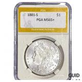 1881-S Morgan Silver Dollar PGA MS65+