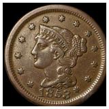 1853 Braided Hair Large Cent ABOUT UNCIRCULATED