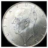 1938 Sweden Silver 2 Kroner UNCIRCULATED