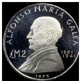 1975 Malta .3173oz Silver 2 Pounds NEARLY UNCIRCUL