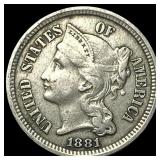 1881 Nickel Three-Cent Piece CLOSELY UNCIRCULATED