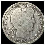 1905-S Silver Barber Half Dollar NICELY CIRCULATED