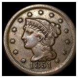 1851 Braided Hair Large Cent NEARLY UNCIRCULATED