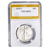 1934-S Walking Liberty Half Dollar PGA MS61