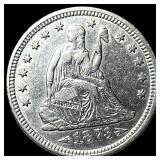 1873 Arrows Silver Quarter Dollar CHOICE AU