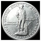 1925 Silver Lexington-Concord Half Dollar CLOSELY