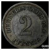 1875-D Germany 2 Pfennig NEARLY UNCIRCULATED