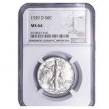 1939-D Walking Liberty Half Dollar NGC MS64