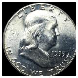1955 Silver Half Dollar Franklin GEM BU