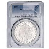 1887 Morgan Silver Dollar PCGS MS64