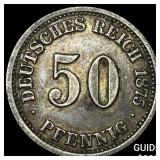 1875-C Germany Silver 50 Pfennig NEARLY UNCIRCULAT