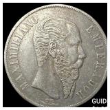 1867 Mexico Maximilian I Silver 1 Peso NEARLY UNCI