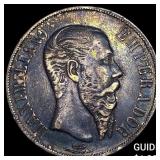 1866 Mexico Maximilian I Silver 1 Peso NEARLY UNCI