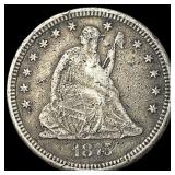 1875-CC Silver Seated Liberty Quarter LIGHTLY  CI
