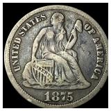 1875-CC Silver Seated Liberty Dime ABOUT UNCIRCULA