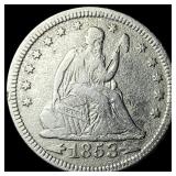 1853 Arrows Seated Liberty Quarter NEARLY UNCIRCUL