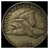 1858 Copper-Nickel Flying Eagle Cent ABOUT UNCIRCU