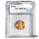 2010-D Lincoln Shield Penny ICG MS67 RD